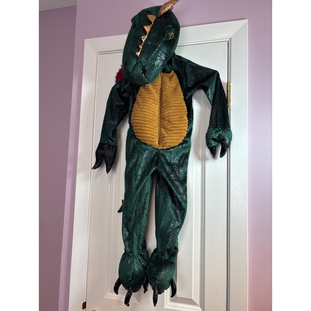 Dream Play Imagine Green Dragon‎ Costume Kids Size 4T Metallic Scaly Jumpsuit